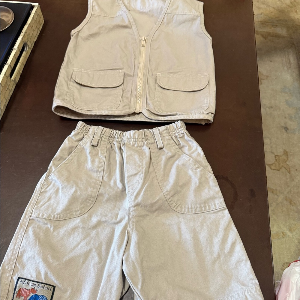 Kids Beige Vest and Shorts Set